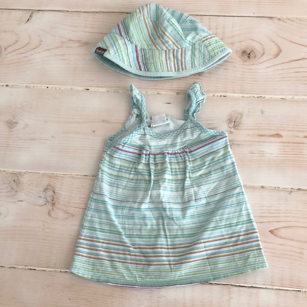 Naartjie girls bundle of striped tank top& sun hat